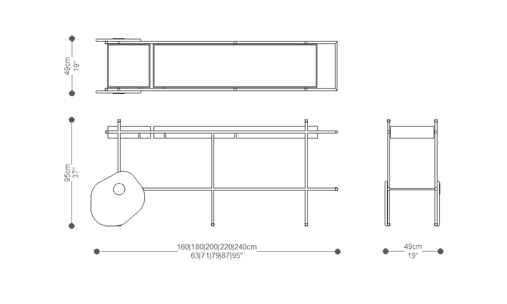 Image of the main dimensions of the product